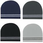 AH1072B Ribbed Knit Beanie With Double Stripe